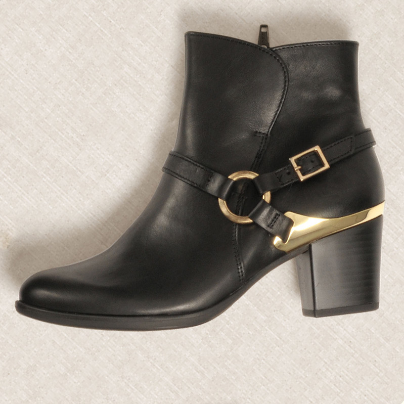 Gabor_Gold_Black_Leather_Ankle_Boots