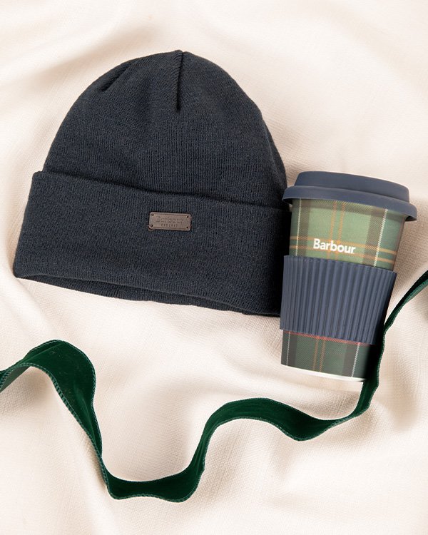 Barbour Travel Mug & Beanie Mens