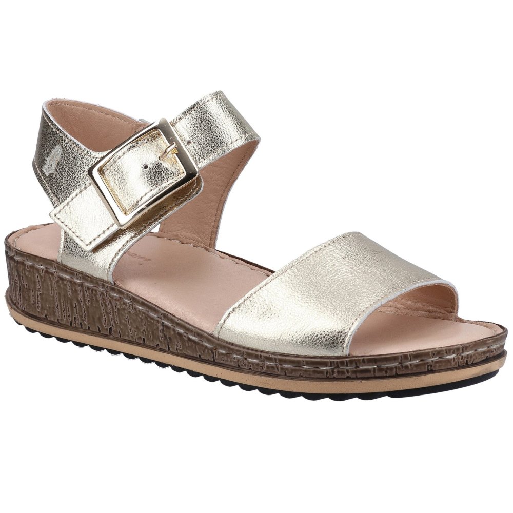 Hush Puppies Women's Gold Suede Ellie Sandals Colour: : Size 4