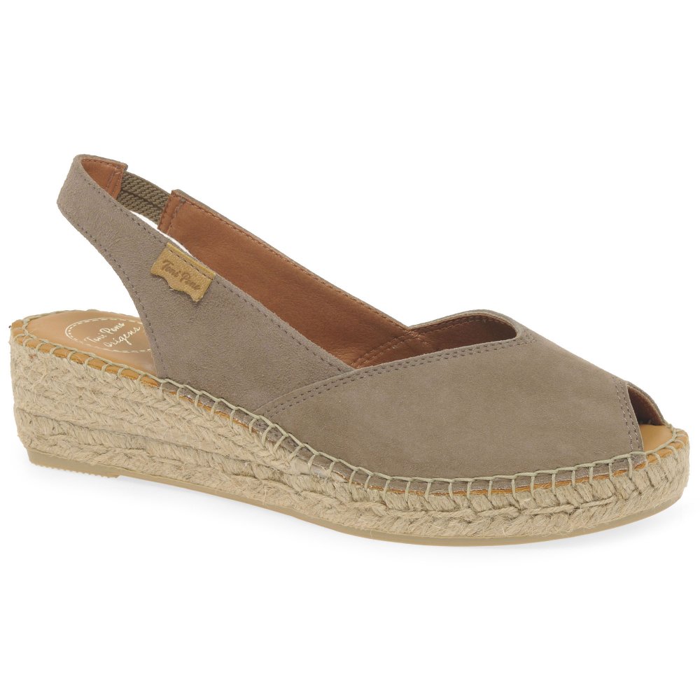Toni Pons Women's Taupe Suede Bernia Wedge Heel Espadrille Sandals Colour: : Size 9