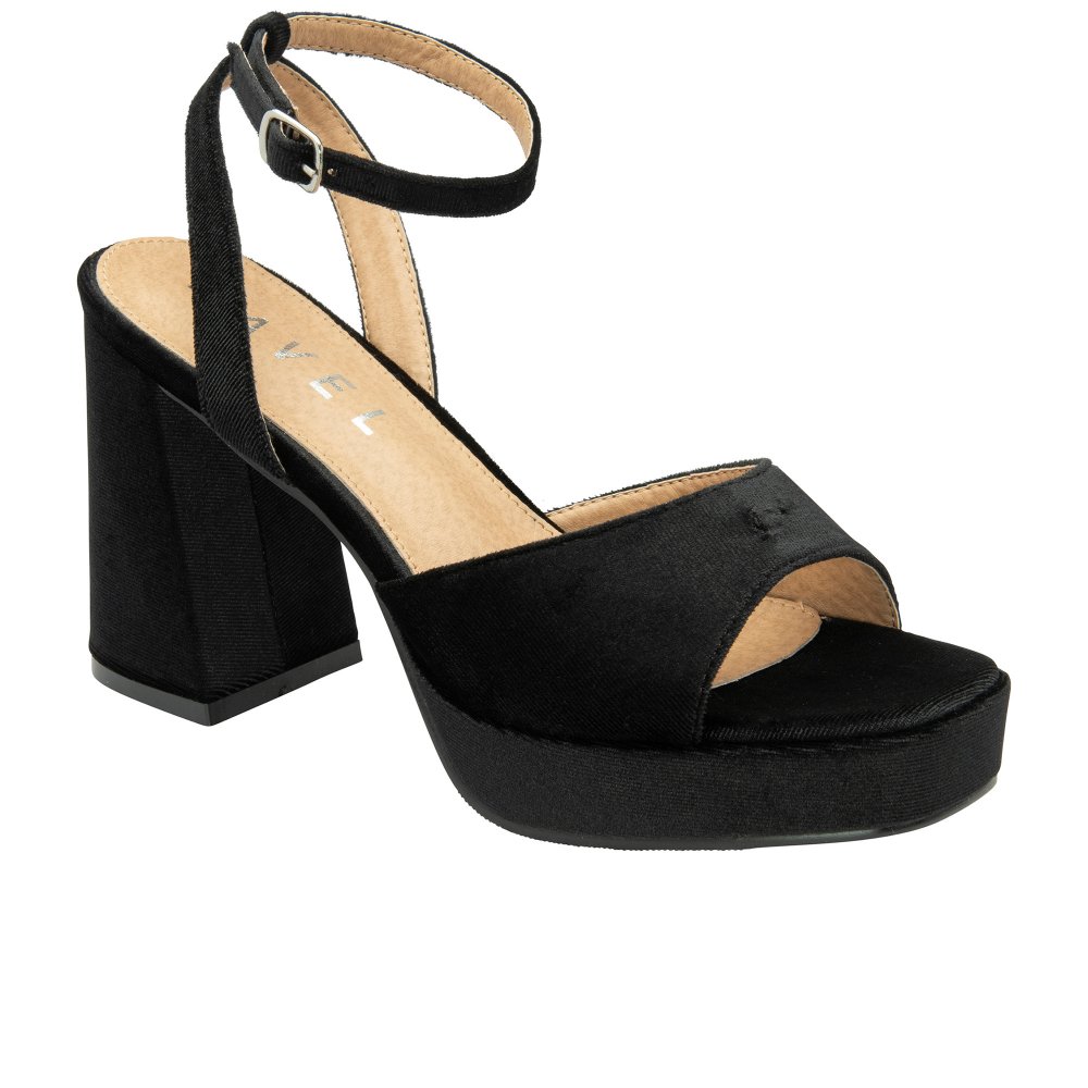 Ravel Women's Black 'Surina' Velvet Heeled Sandals In | : Size 4 - Image 4