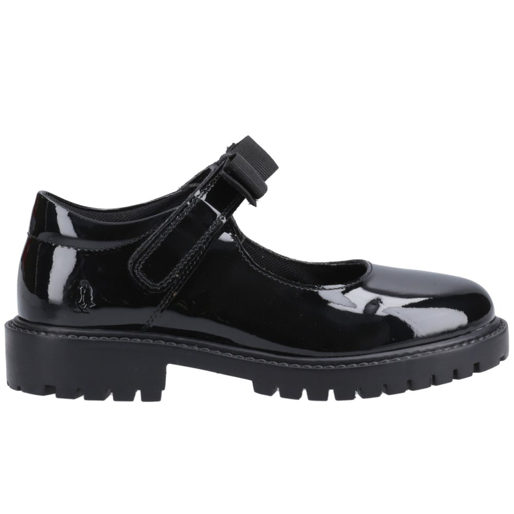 Hush Puppies Unisex Black Patent Astrid Bow Junior Girls School Shoes Colour: : Size 10 Kids