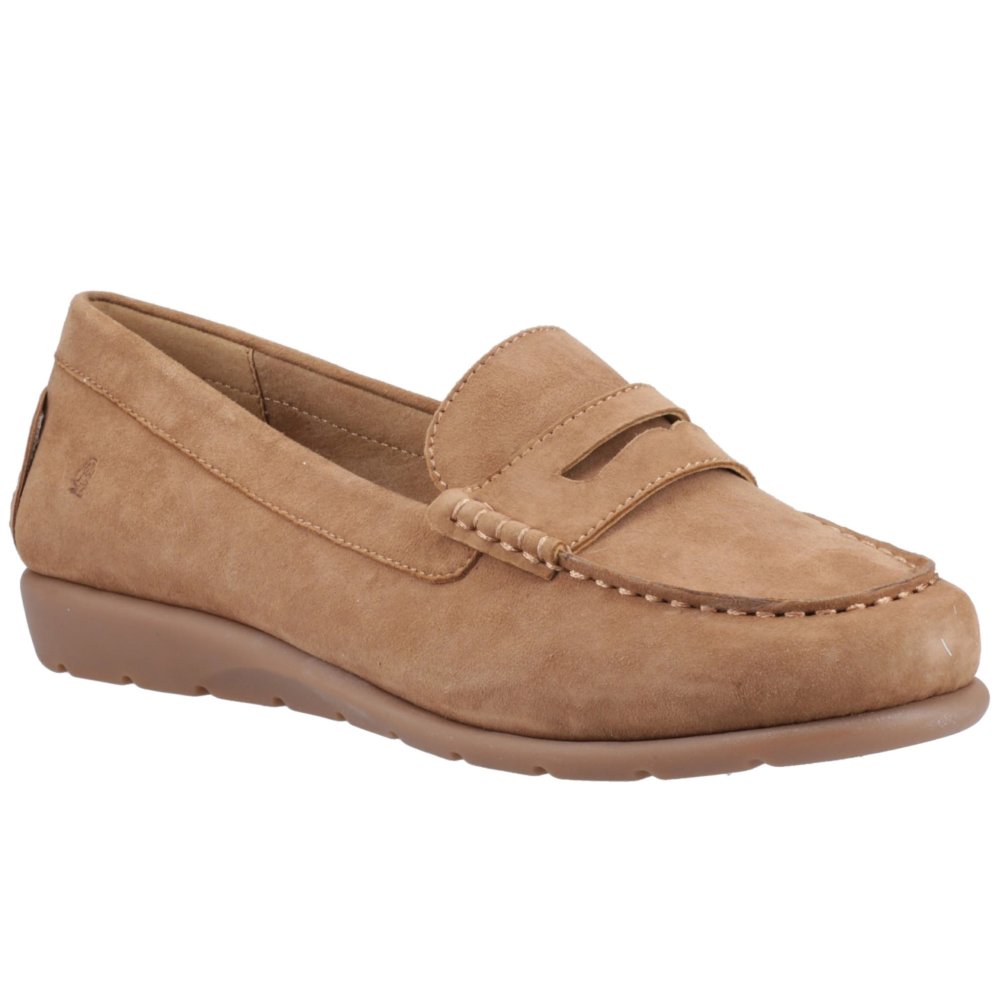 Hush Puppies Women's Tan Suede Shelby Suede Loafers Colour: : Size 3