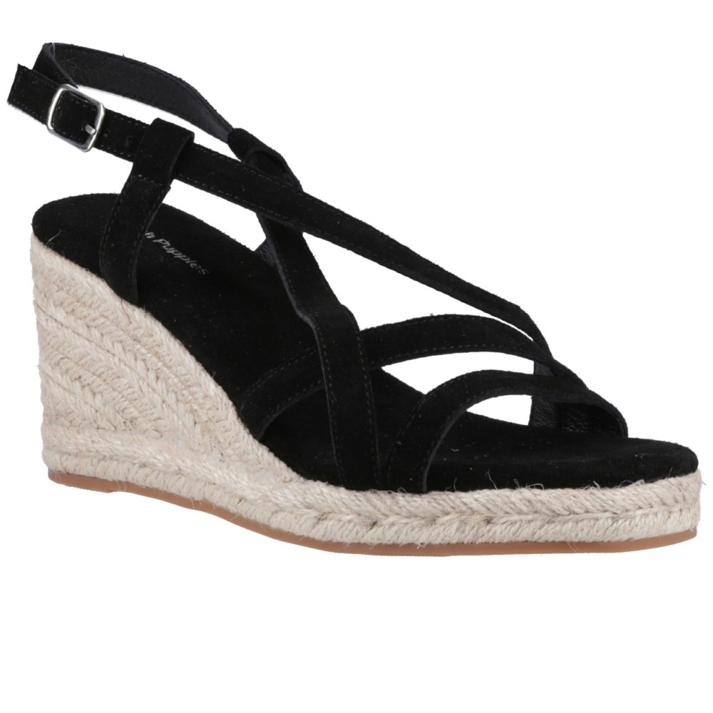 Hush Puppies Women's Black Suede Jenny Espadrille Sandals Colour: : Size 3
