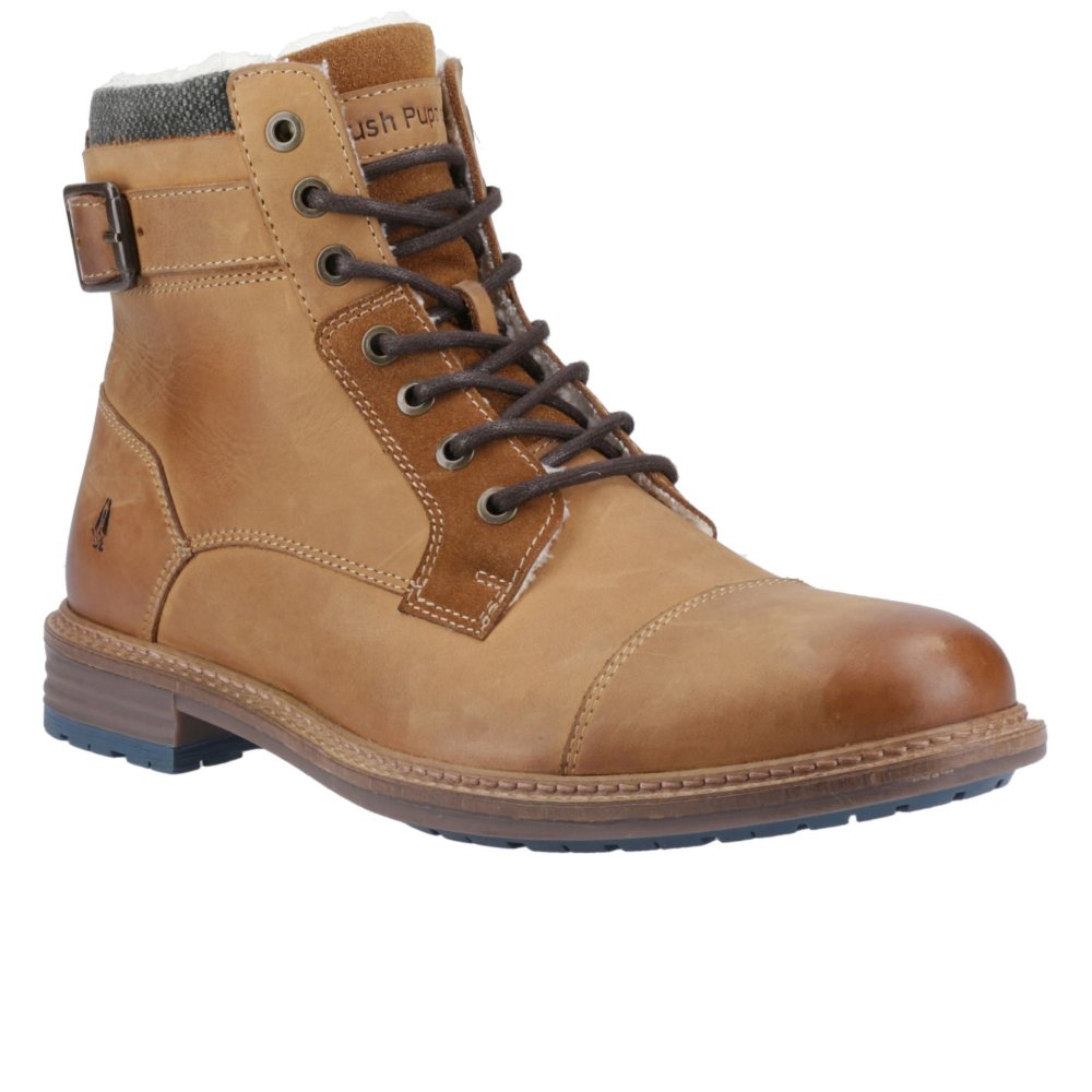 Hush Puppies Men's Brown Jordan Leather Tan Ankle Boots - Size 10 - Image 3