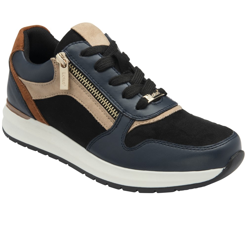 Lotus Women's Navy/Tan Synth Venus Trainers Colour: : Size 6