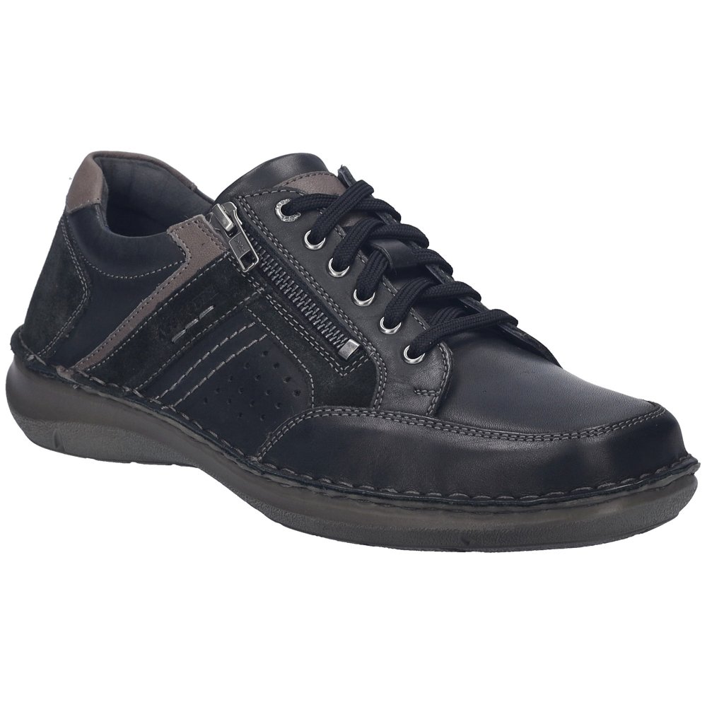 Josef Seibel New Anvers 87 Mens Wide Fit Shoes Colour: Black Kombi, Size: 7 / 41