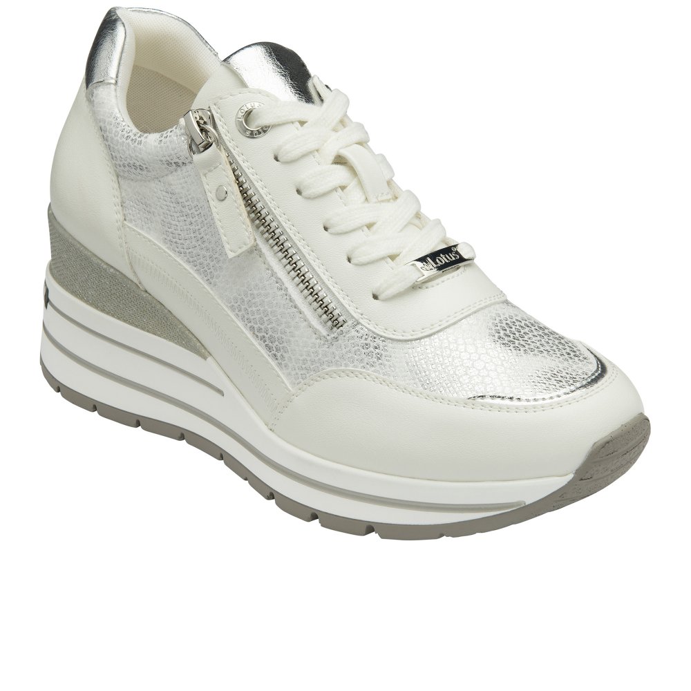 Lotus Women's White Electra Casual Zip-Up Trainers - Image 4