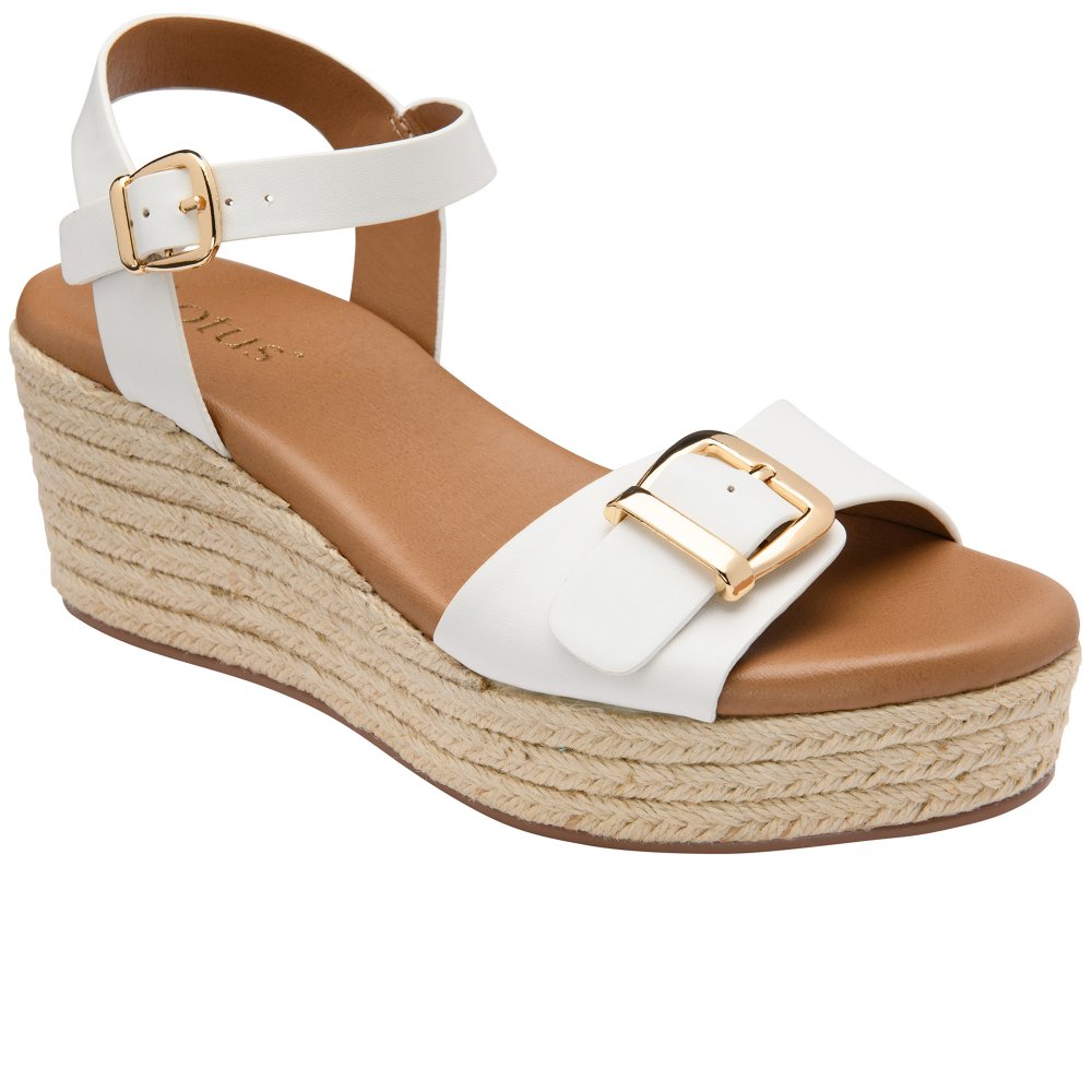 Lotus Women's White Emeia Wedge Sandals Colour: : Size 8