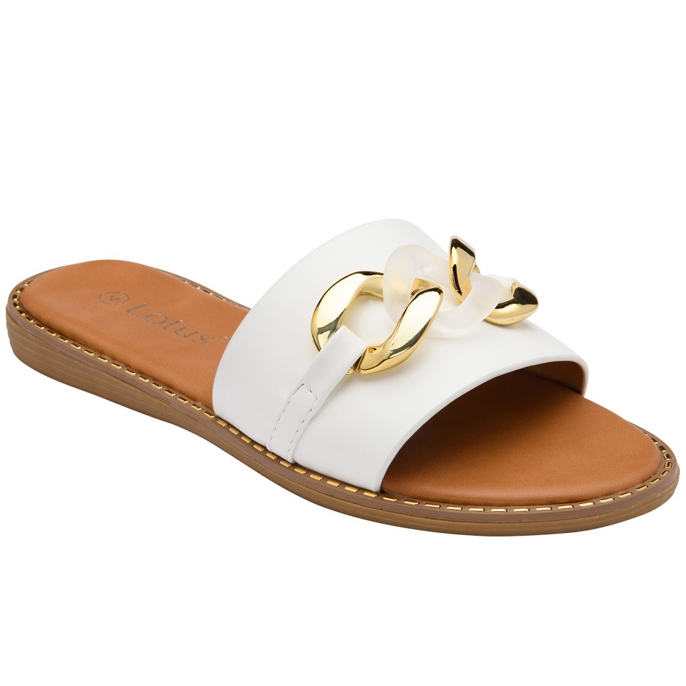 Lotus Women's White Vida Sandals Colour: : Size 4