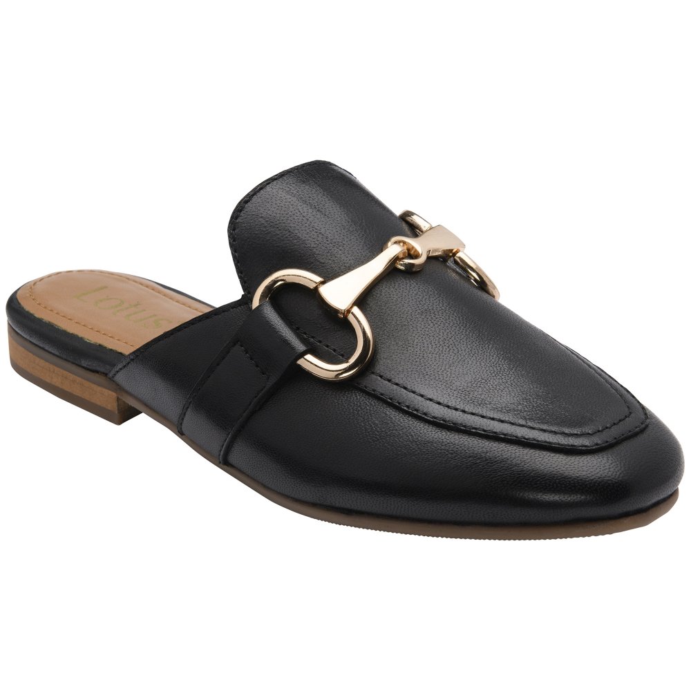 Lotus Women's Black Taylor Backless Loafers Colour: : Size 7