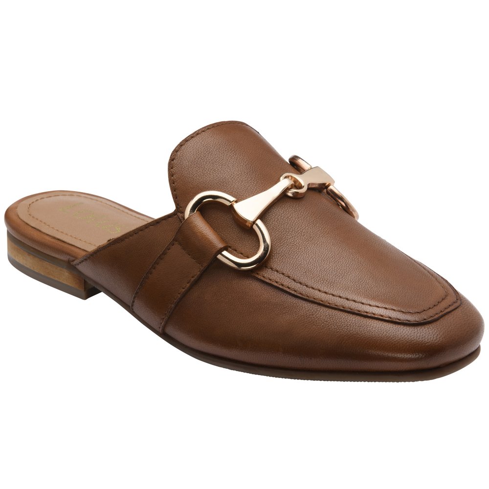 Lotus Women's Tan Taylor Backless Loafers Colour: : Size 3