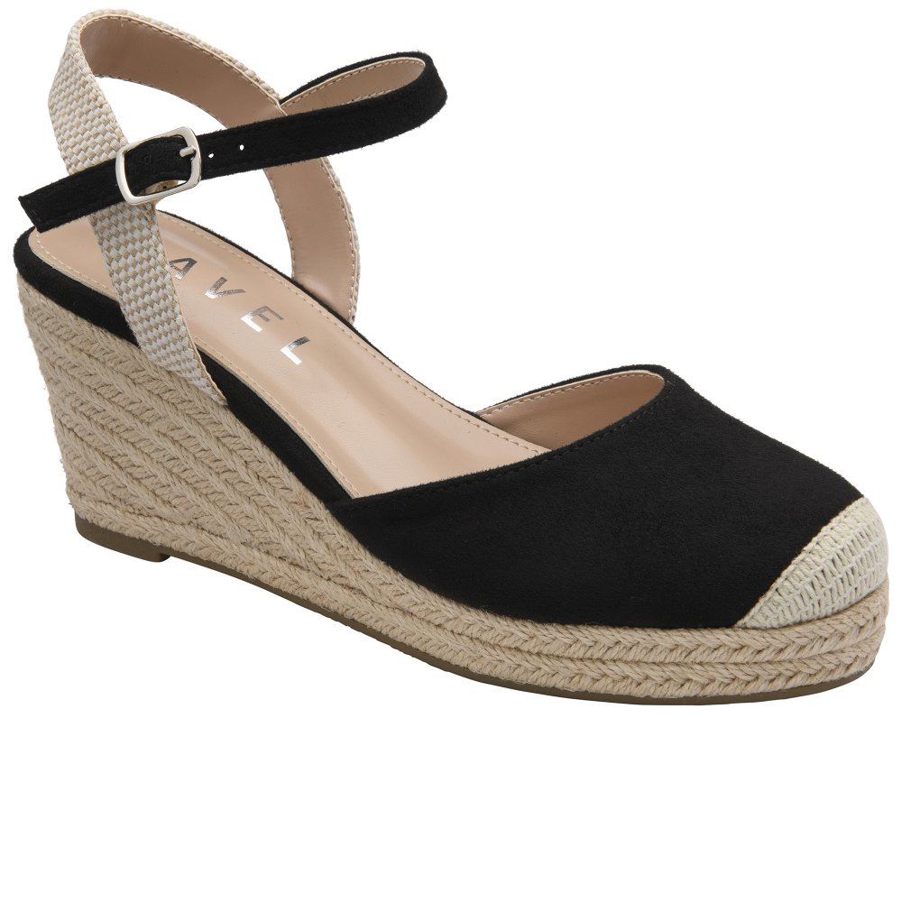 Ravel Women's Black Denwick Espadrille Wedges Colour: : Size 5