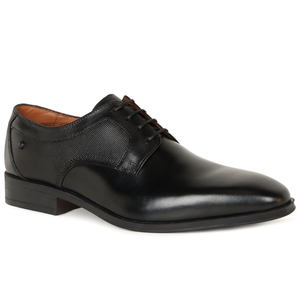 Base London Men's Black Dome Classic Leather Shoes Colour: : Size 10