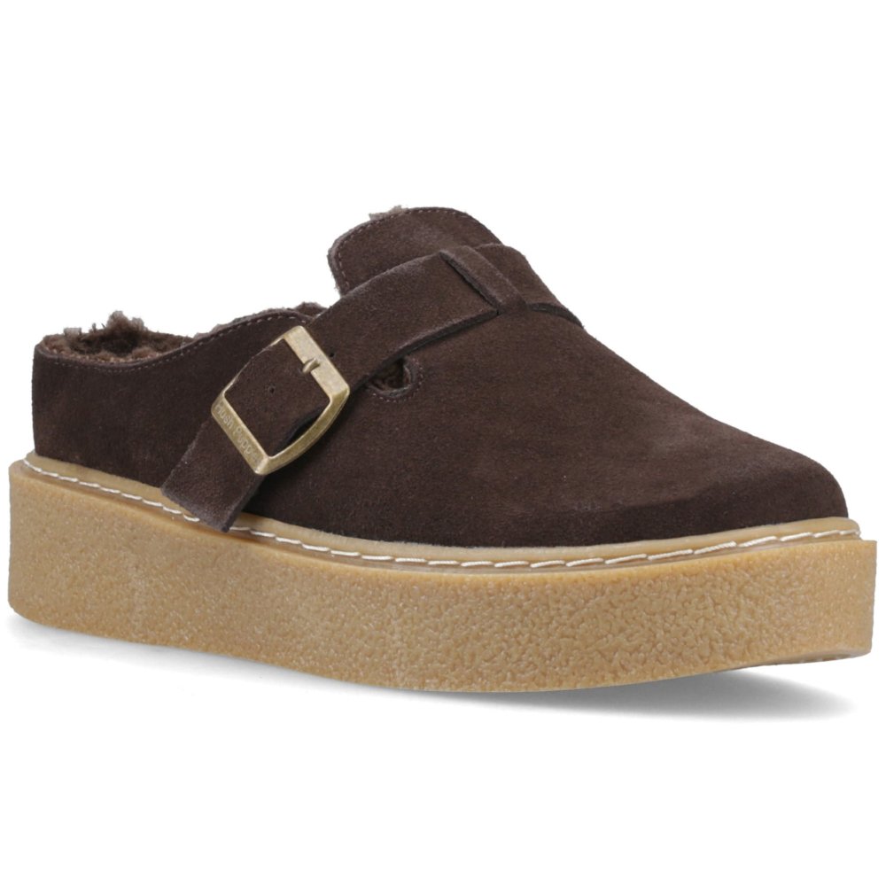 Hush Puppies Women's Chocolate Brown Blanche Fur Suede Mules - Image 8