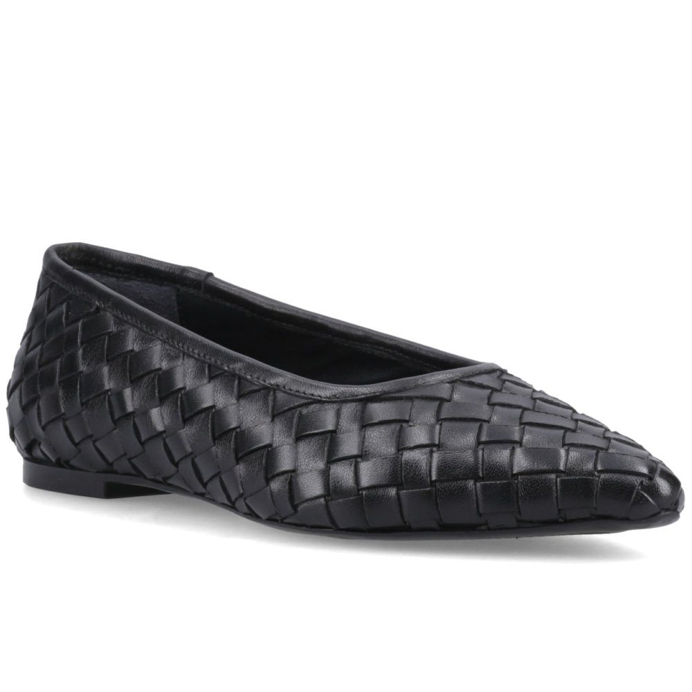 Hush Puppies Darla Woven Women's Ballet Pumps in Black Leather Size 7 - Image 4