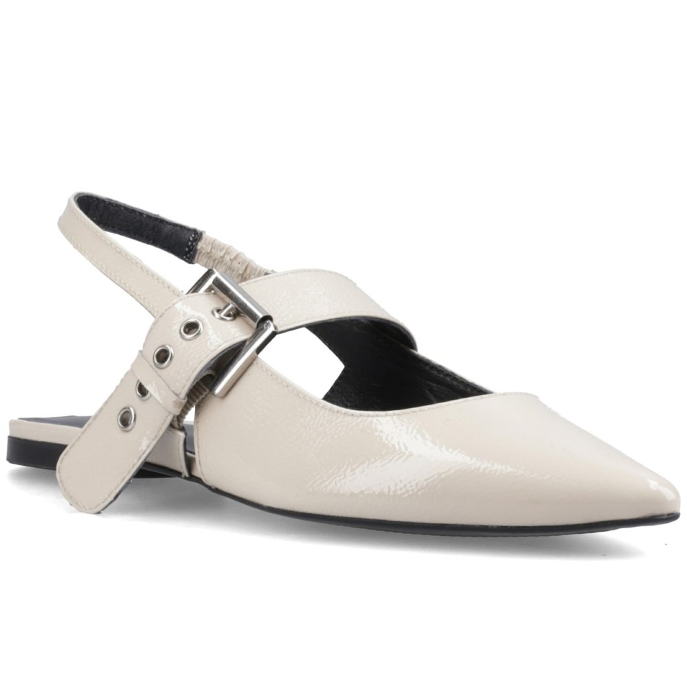 Hush Puppies Women's Cream Leather Diya Buckle Mary Jane Shoes Colour: : Size 6