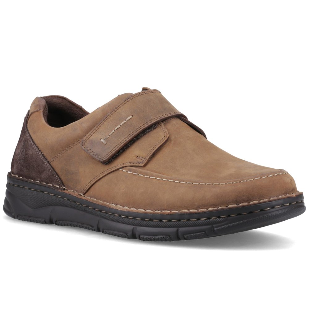 Hush Puppies Men's Tan Forde Touch Fastening Leather Loafers Uk Size 9 - Image 4