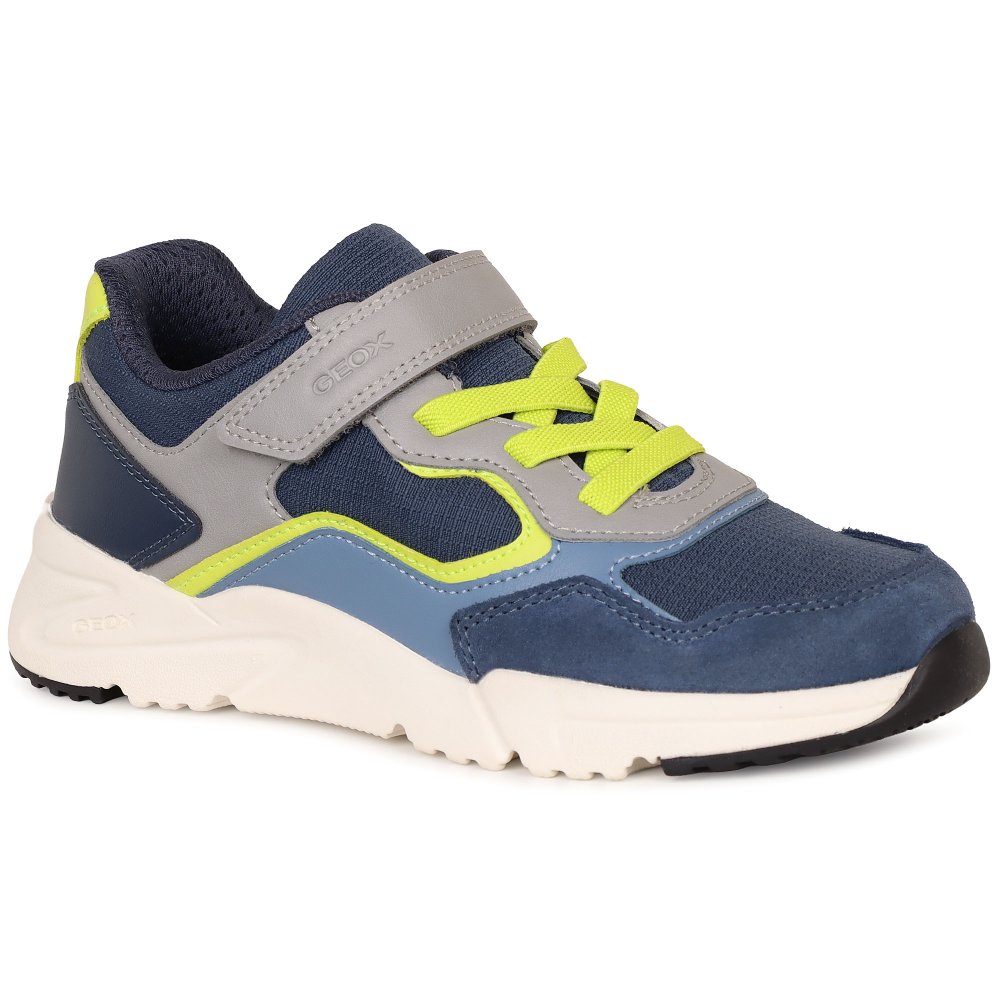 Geox Boys Denim/Grey J Loftus Sports Trainers Colour: : Junior 1.5/34 Kids