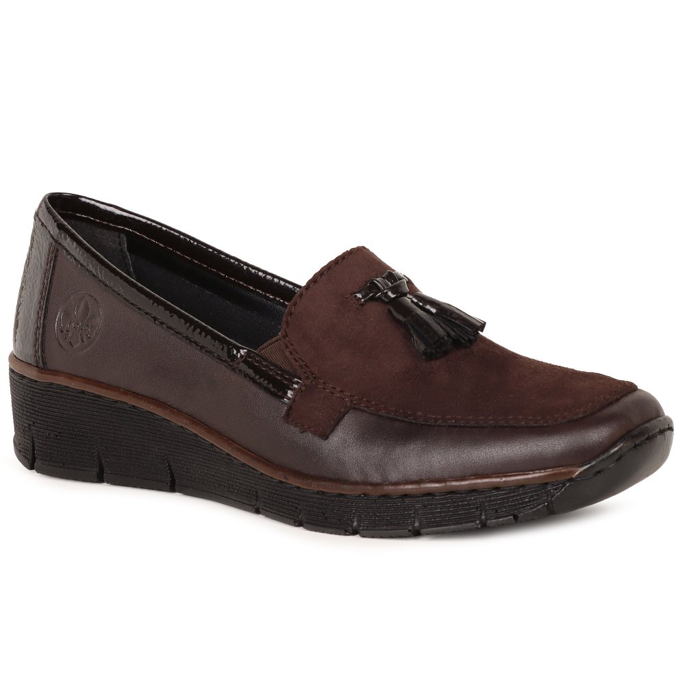 Rieker Women's Bordeaux Leather Wedge Loafer - Image 5