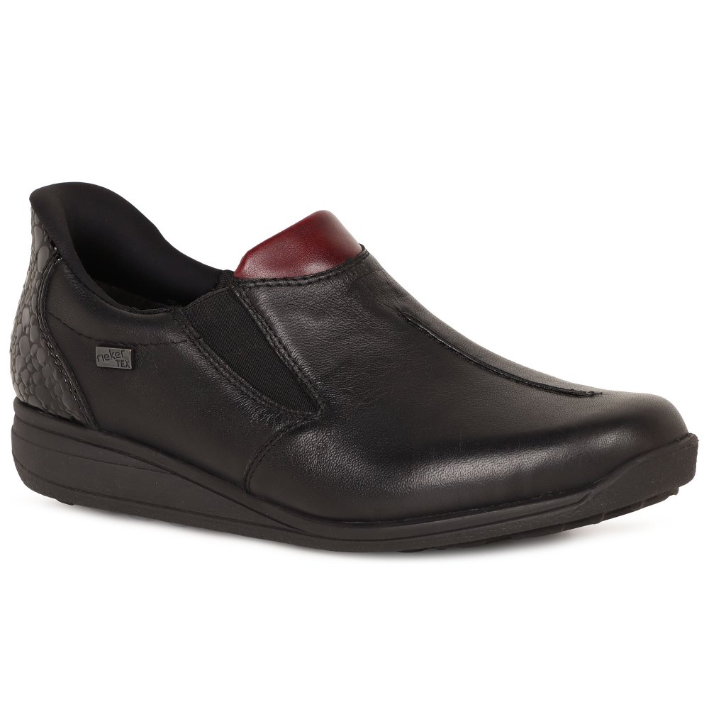 Rieker Black Tex Wide Fit Leather Shoes - Image 2