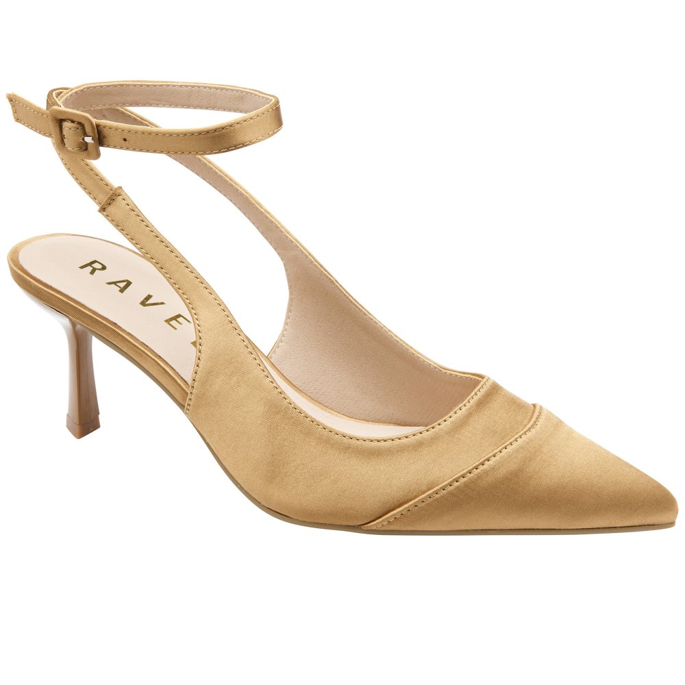 Ravel Women's Autumn Gold Satin Catrine Slingback Court Shoes Colour: : Size 8