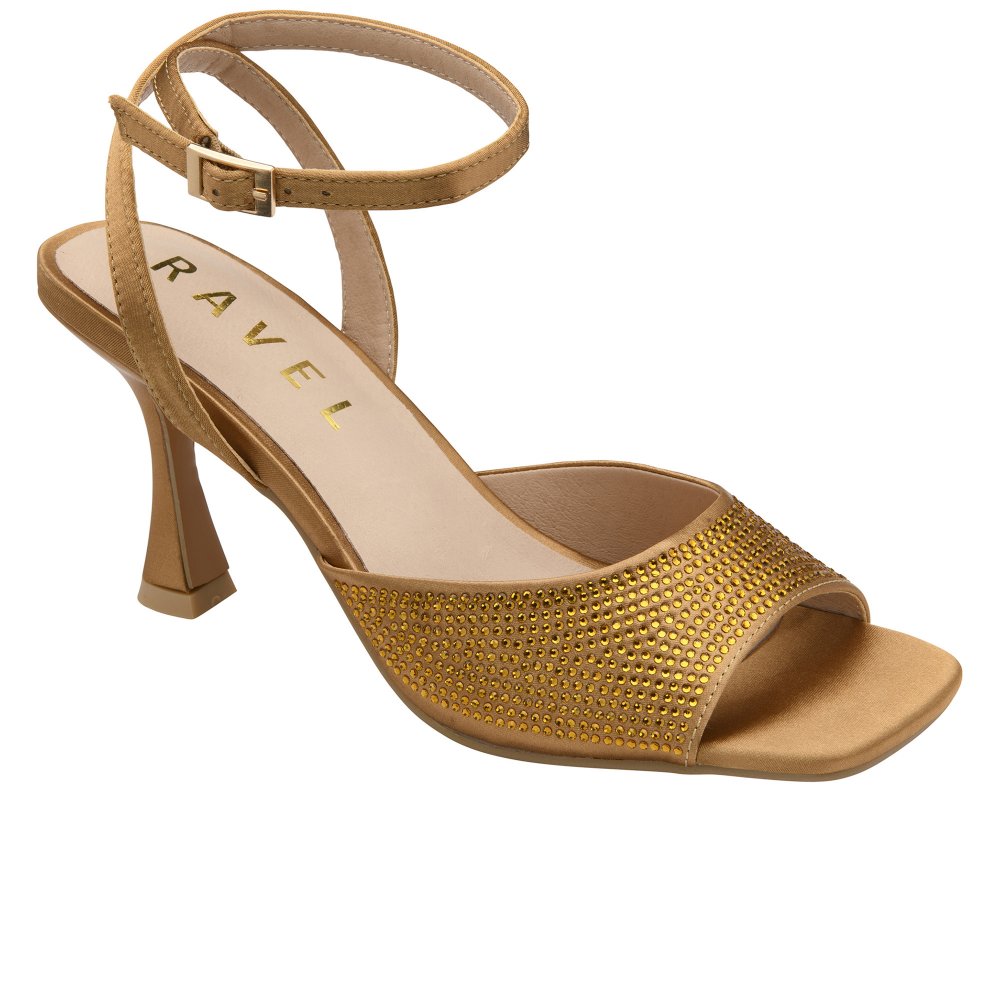 Ravel Women's Autumn Gold Satin/Diamante Holms Sandals Colour: : Size 7