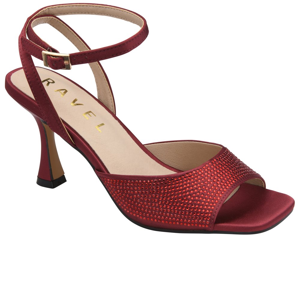 Ravel Women's Burgundy Satin/Diamante Holms Sandals Colour: : Size 6