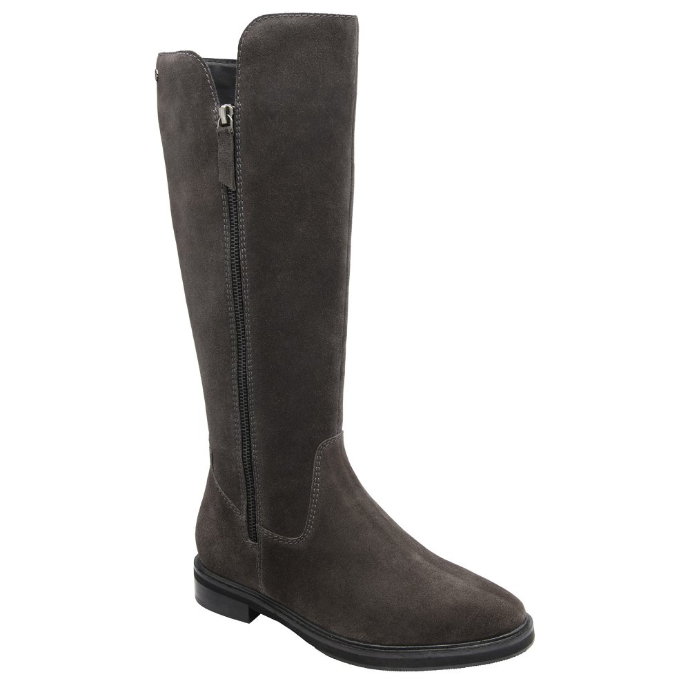 Ravel Women's Grey Suede Ashington Low Heeled Knee High Boots Colour: : Size 5