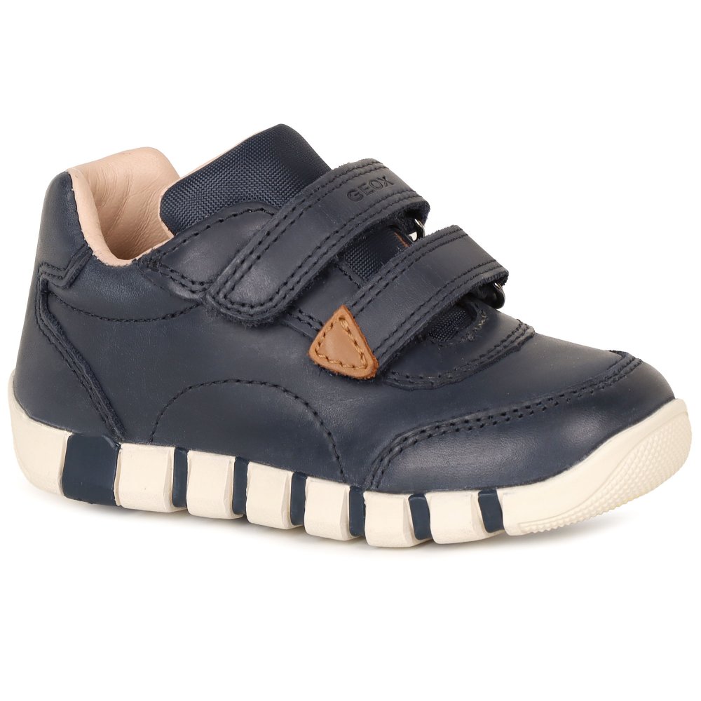 Geox Iupidoo 2v Navy Leather Kids Boys Toddler Shoes B5655B-C4002 in a Plain Leather in Size 23 - Image 3