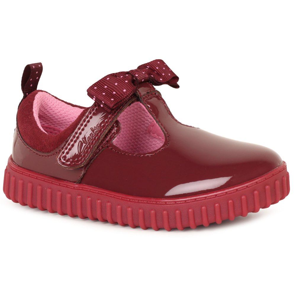 Clarks Girls Burgundy Patent Cove Bow T First Shoes Colour: :, Fit: F Size 6 Kids