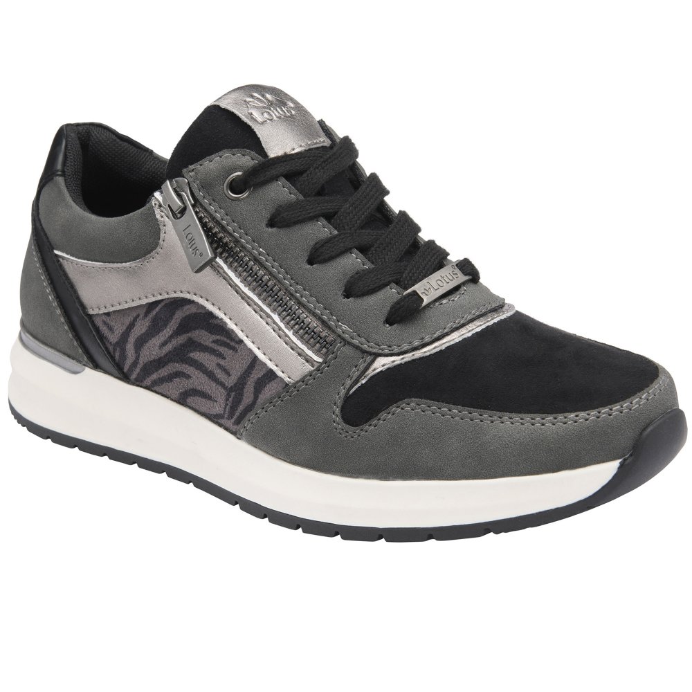 Lotus Women's Grey/Black Venus Trainers Colour: : Size 8