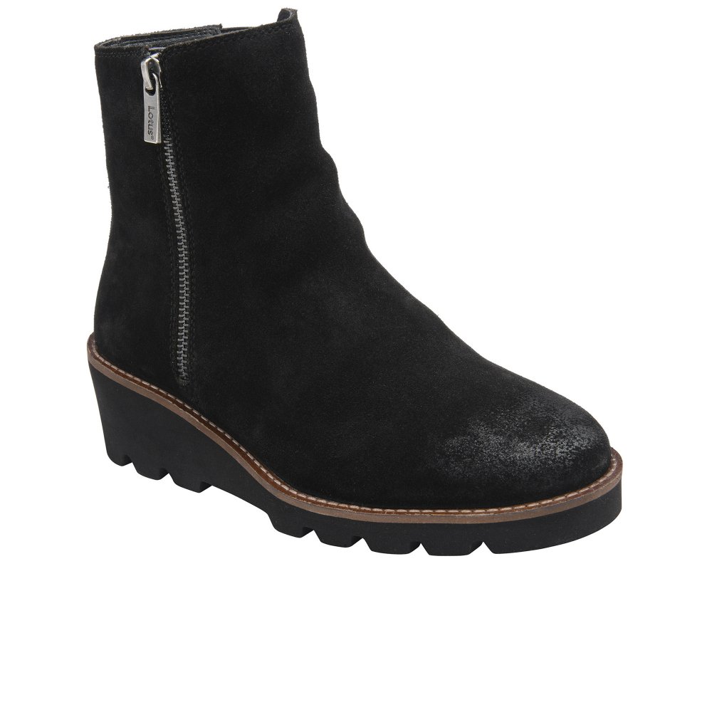 Lotus Women's Black Suede Olia Ankle Boots Colour: : Size 3