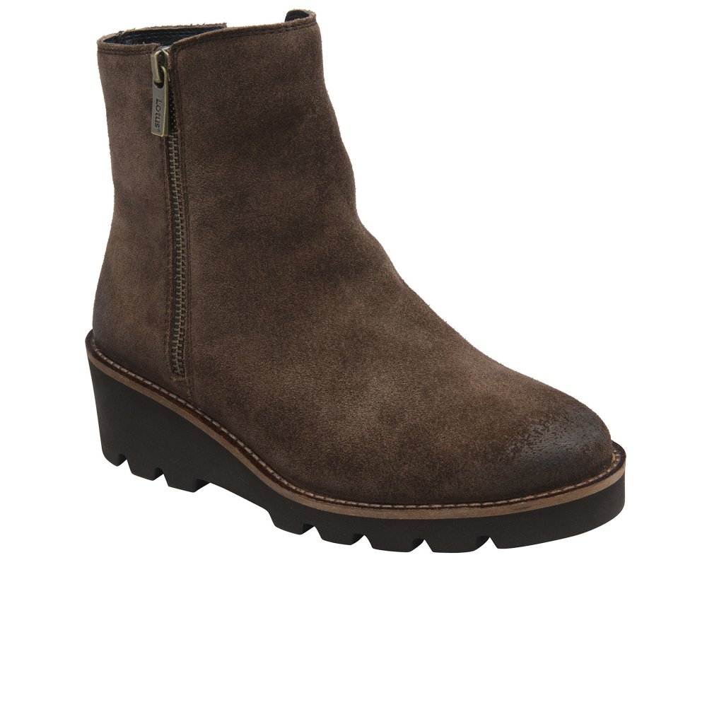 Lotus Women's Brown 'Olia' Suede Wedge Ankle Boots In | Size: 6 - Image 2