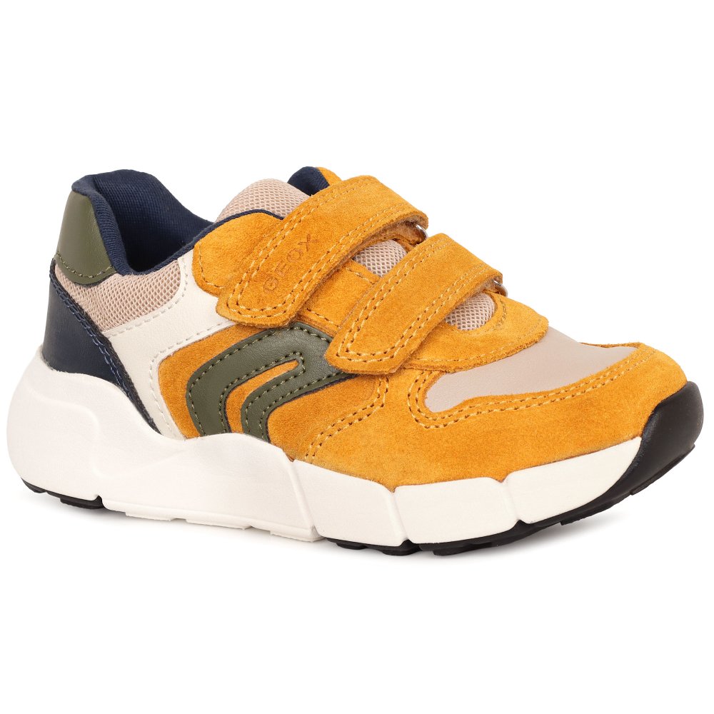 Geox Boys Ochre/Navy Suede Flexyper Infant Trainers Colour: : Size 5 Kids - Image 2