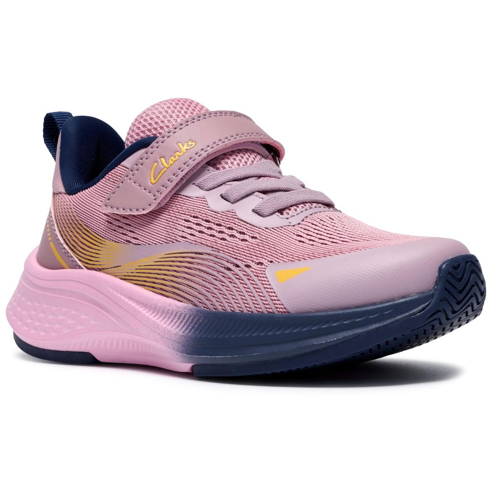 Clarks Girls Dusty Pink Lumen Hero K Sports Trainers Colour: :, Fit: G Size 8 Kids