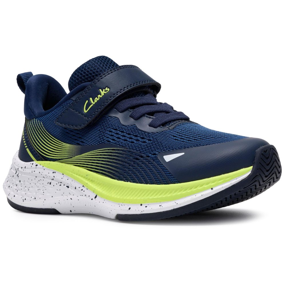 Clarks Girls Navy Lumen Hero K Sports Trainers Colour: :, Fit: G Size 8 Kids