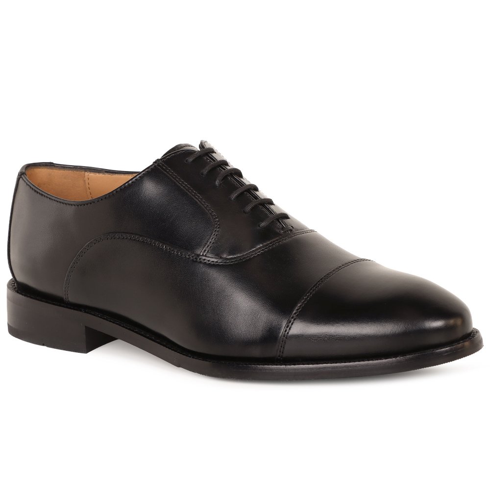 Jones Bootmaker Men's Black Matthew Wide Fit Oxford Shoes Colour: : Size 8