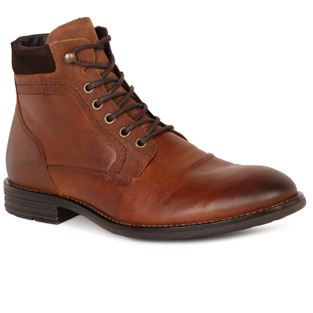 Jones Bootmaker Men's Dark Tan Lea Docklands Boots Colour: : Size 10