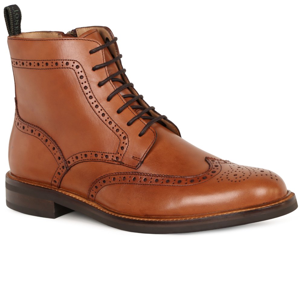 Jones Bootmaker Men's Tan Lea Fletcher Brogue Boots Colour: : Size 11