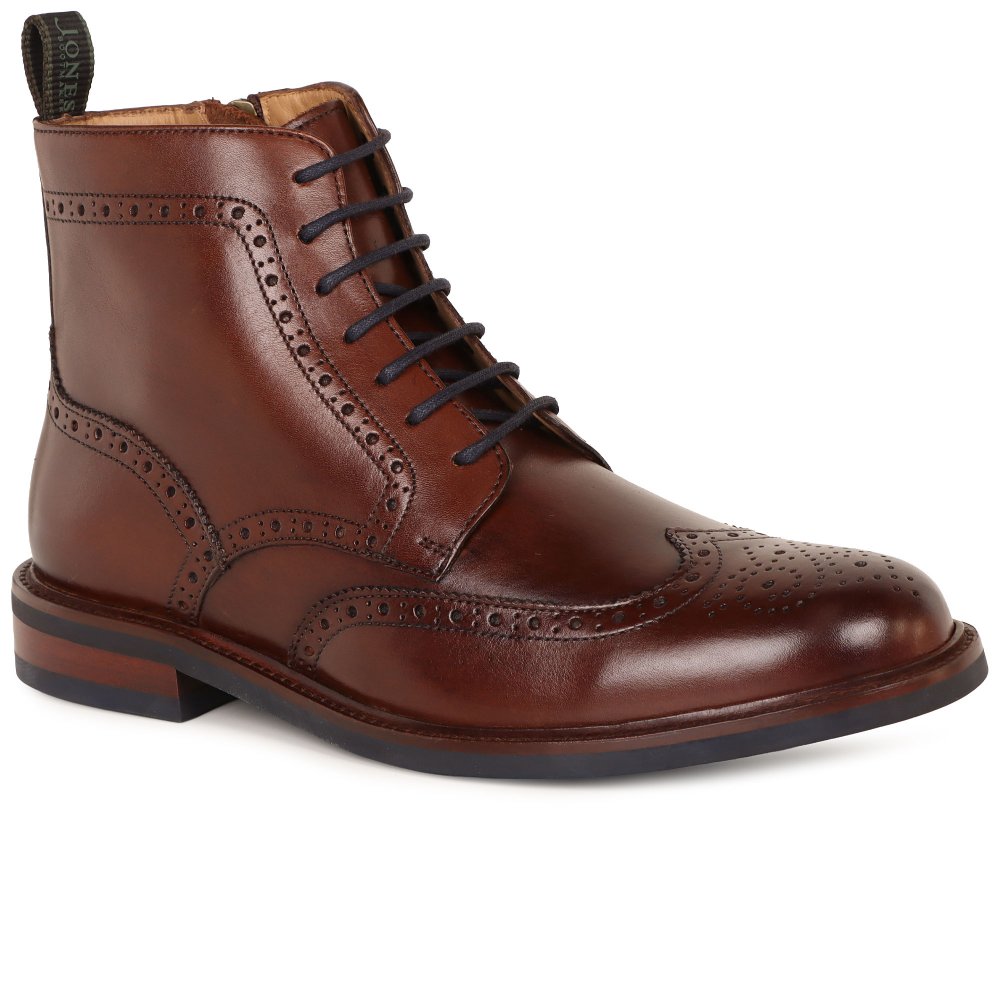 Jones Bootmaker Men's Chestnut Lea Fletcher Brogue Boots Colour: : Size 11