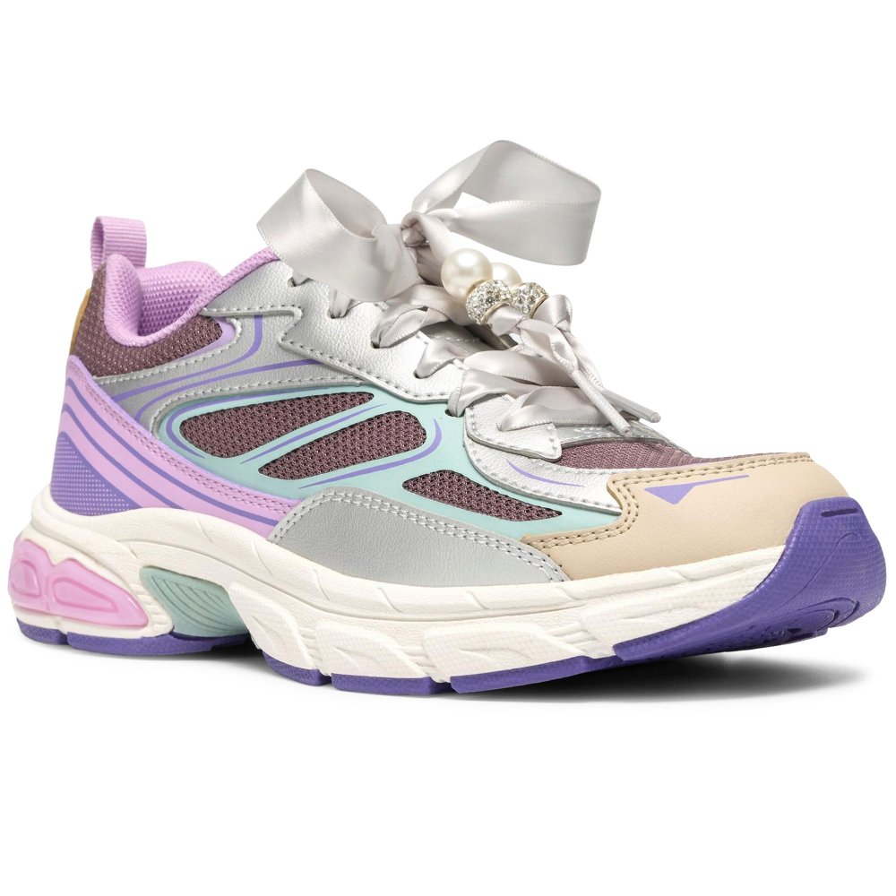 Clarks Girls Lilac Combi Syn Torridon Vibe O Senior Sports Trainers Colour: :, Fit: G Size 13 Kids