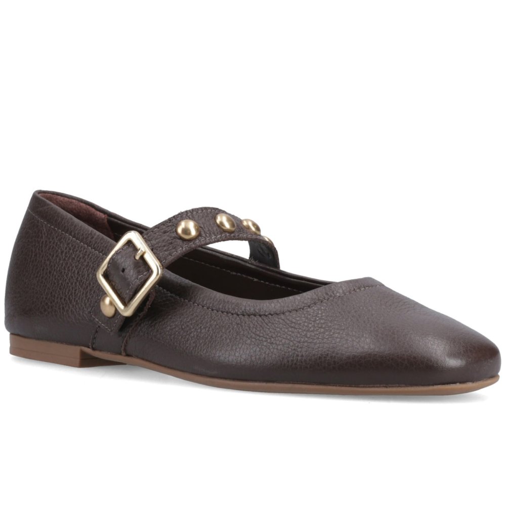 Hush Puppies Women's Brown Charlene Stud Ballerina Leather Chocolate Flats - Size 8 - Image 8