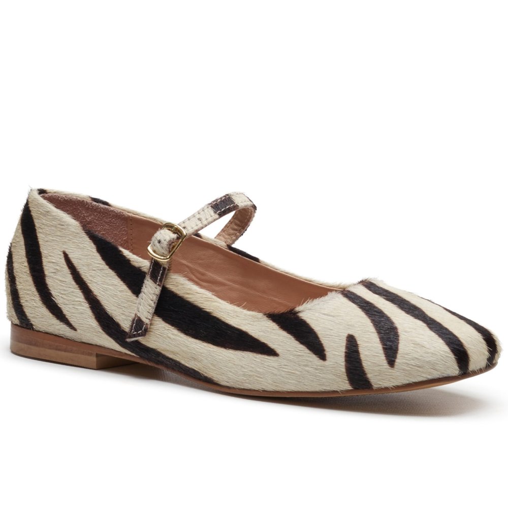 Hush Puppies Women's Multi Pasha Leather Zebra Flats - Size 5 - Image 5