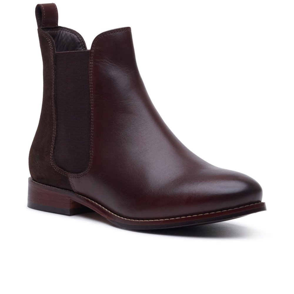 Hush Puppies Women's Brown Colette Leather Chocolate Wide Fit Flat Chelsea Boots Uk Size 7 - Image 5