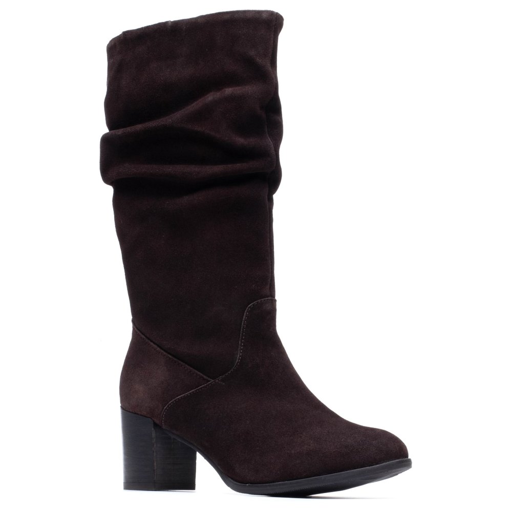 Hush Puppies Cosima Ruched Knee High Wedge Boots for Women in Brown Suede Leather UK 5 - Image 6