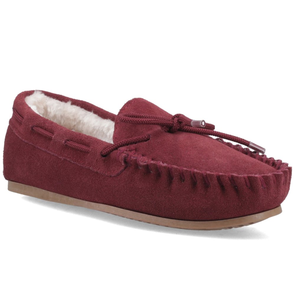 Hush Puppies Allie Women's Suede Slippers with Faux Fur Lining, Red, Size 5 - Image 6