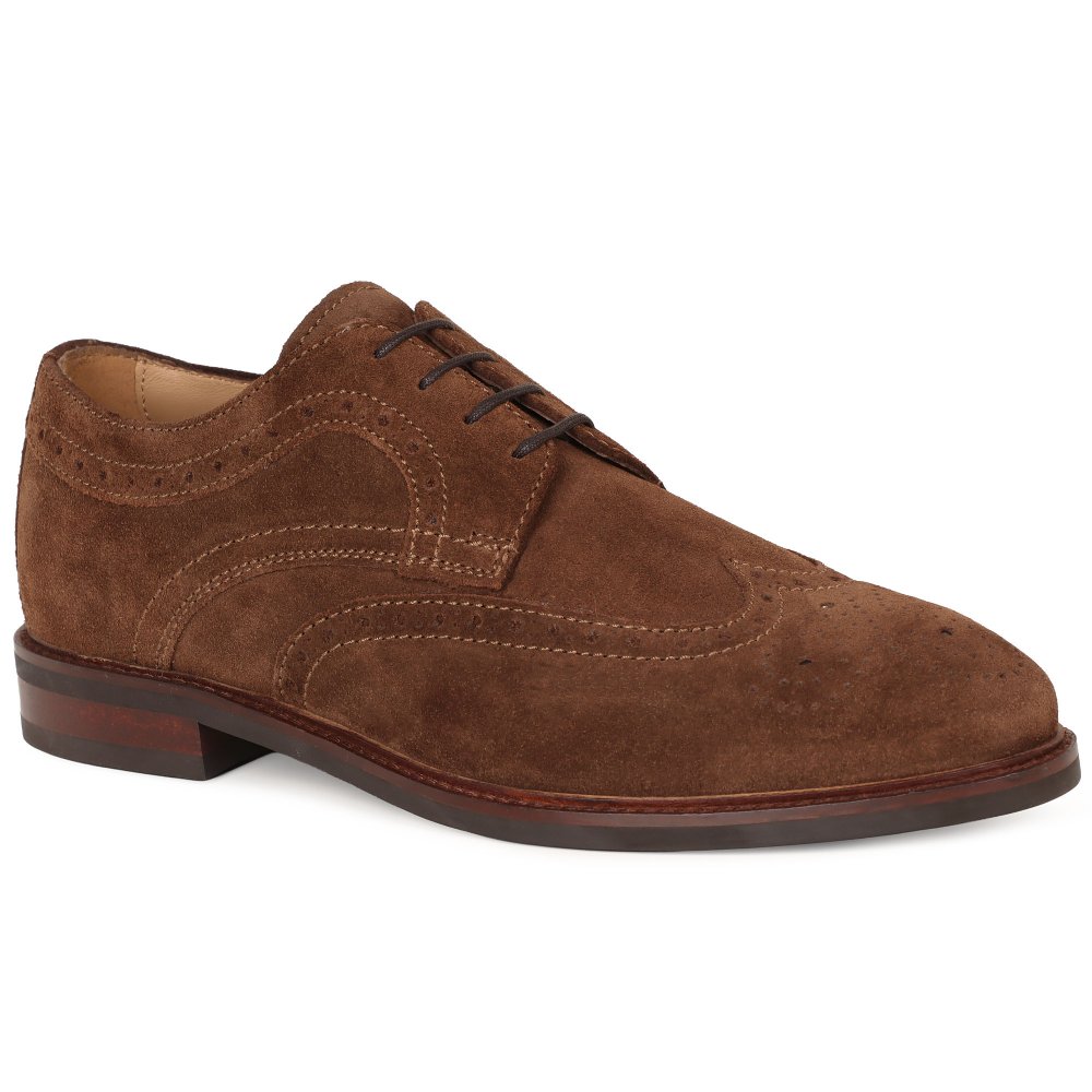 Jones Bootmaker Men's Brown Suede Longwood Wide Fit Brogues Colour: : Size 11