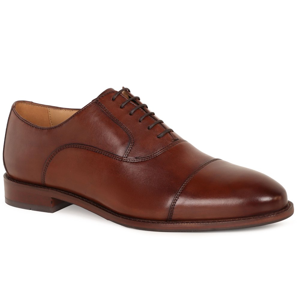Jones Bootmaker Men's Chestnut Lea Matthew Wide Fit Oxford Shoes Colour: : Size 9
