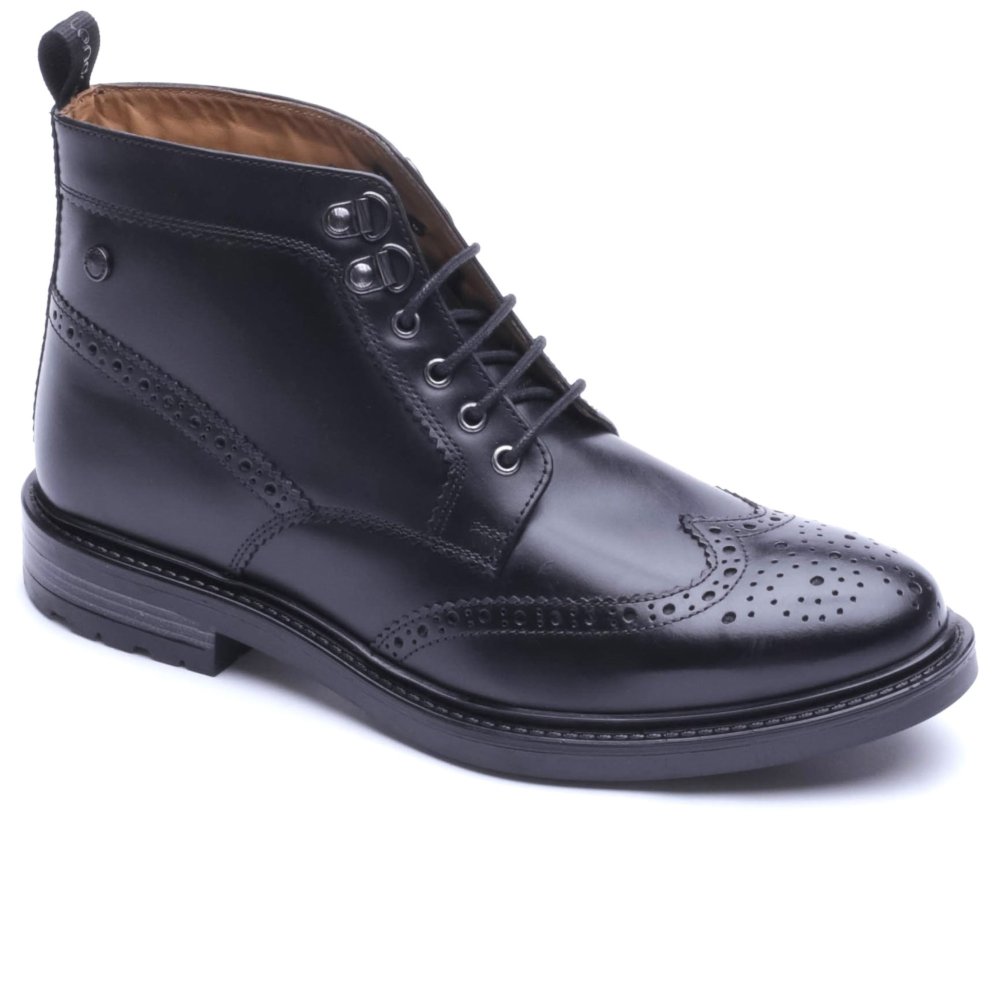 Base London Men's Black Foster Brogue Boots Colour: : Size 10